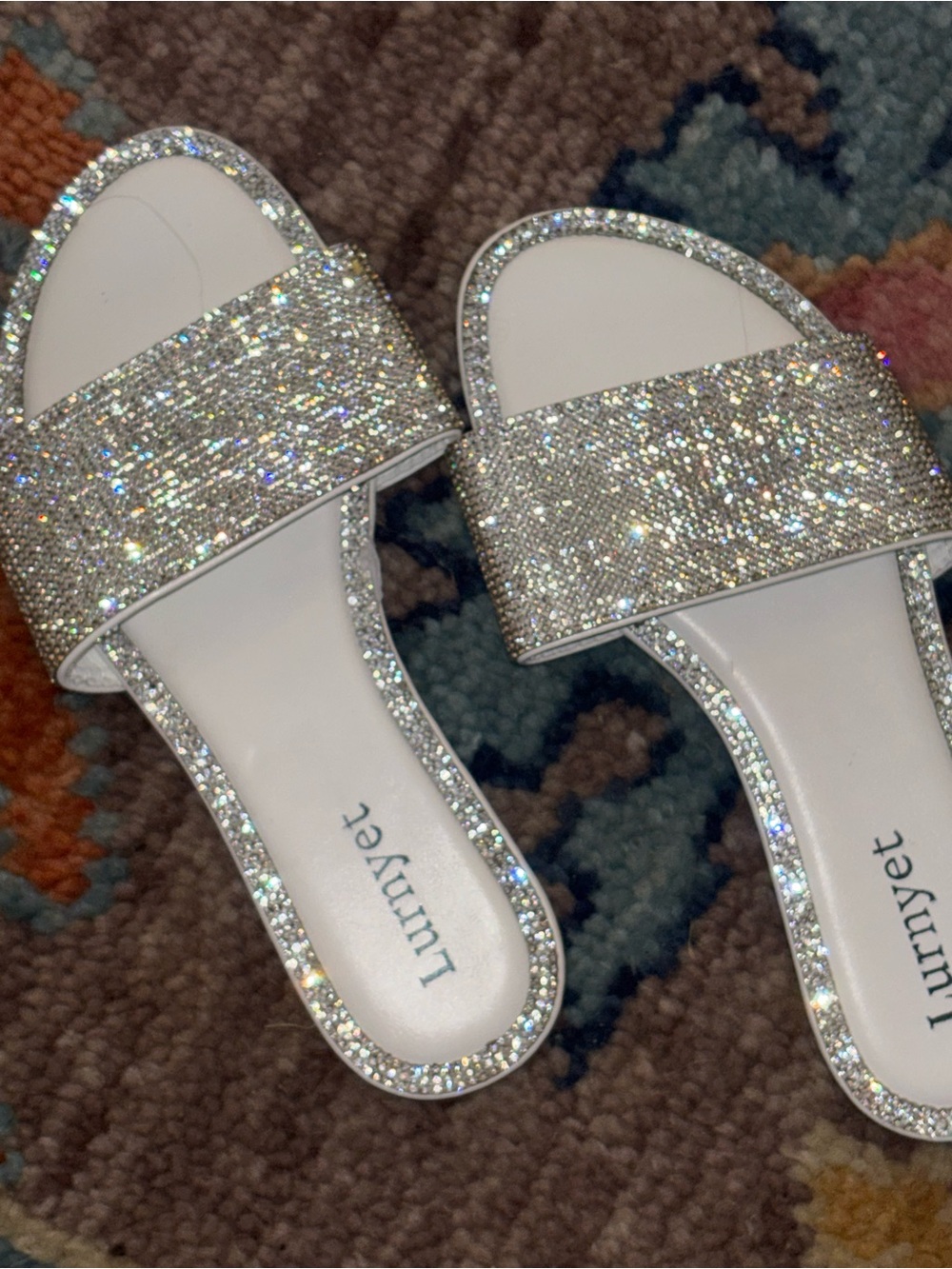 Silver Sparkle Slide Sandals
